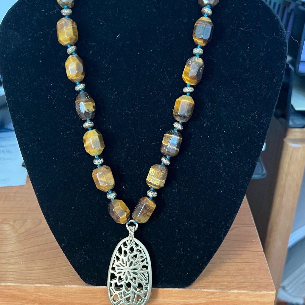 Sigrid Olsen Tiger's Eye & Gold Pendant Necklace